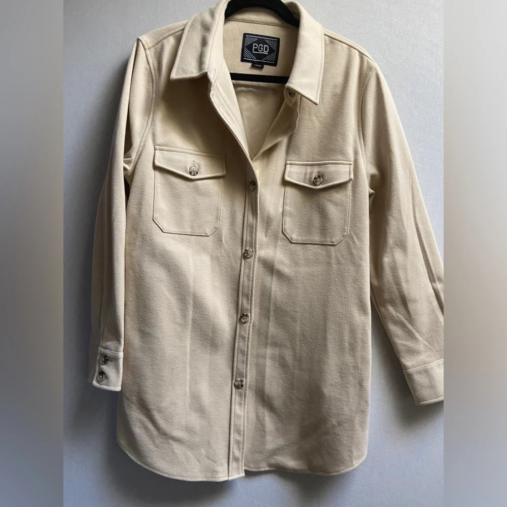 PGD from Plenty Cream Thick Cotton Oversized Button Up Shacket L